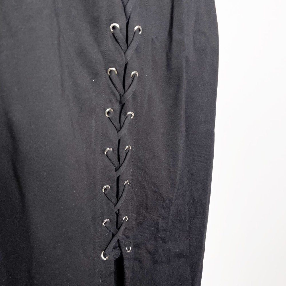 TAHARI Sleeveless Lace-Up Ponte Midi Dress  - Picture 6 of 11